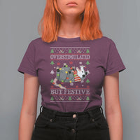 Possum Christmas T Shirt For Women Overstimulated But Festive Ugly Christmas - Wonder Print Shop