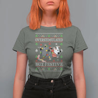 Possum Christmas T Shirt For Women Overstimulated But Festive Ugly Christmas - Wonder Print Shop