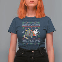 Possum Christmas T Shirt For Women Overstimulated But Festive Ugly Christmas - Wonder Print Shop