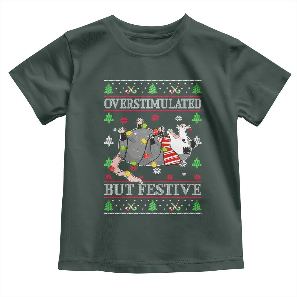 Possum Christmas Toddler T Shirt Overstimulated But Festive Ugly Christmas