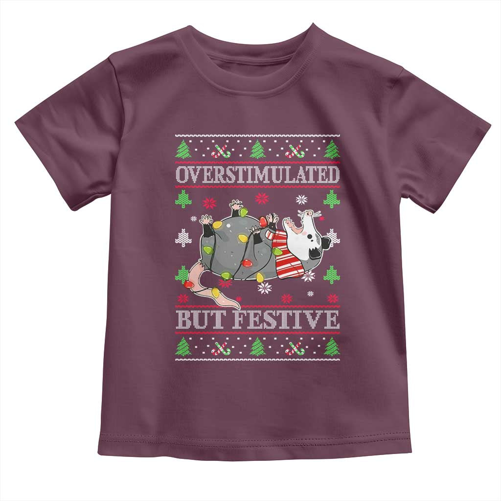 Possum Christmas Toddler T Shirt Overstimulated But Festive Ugly Christmas