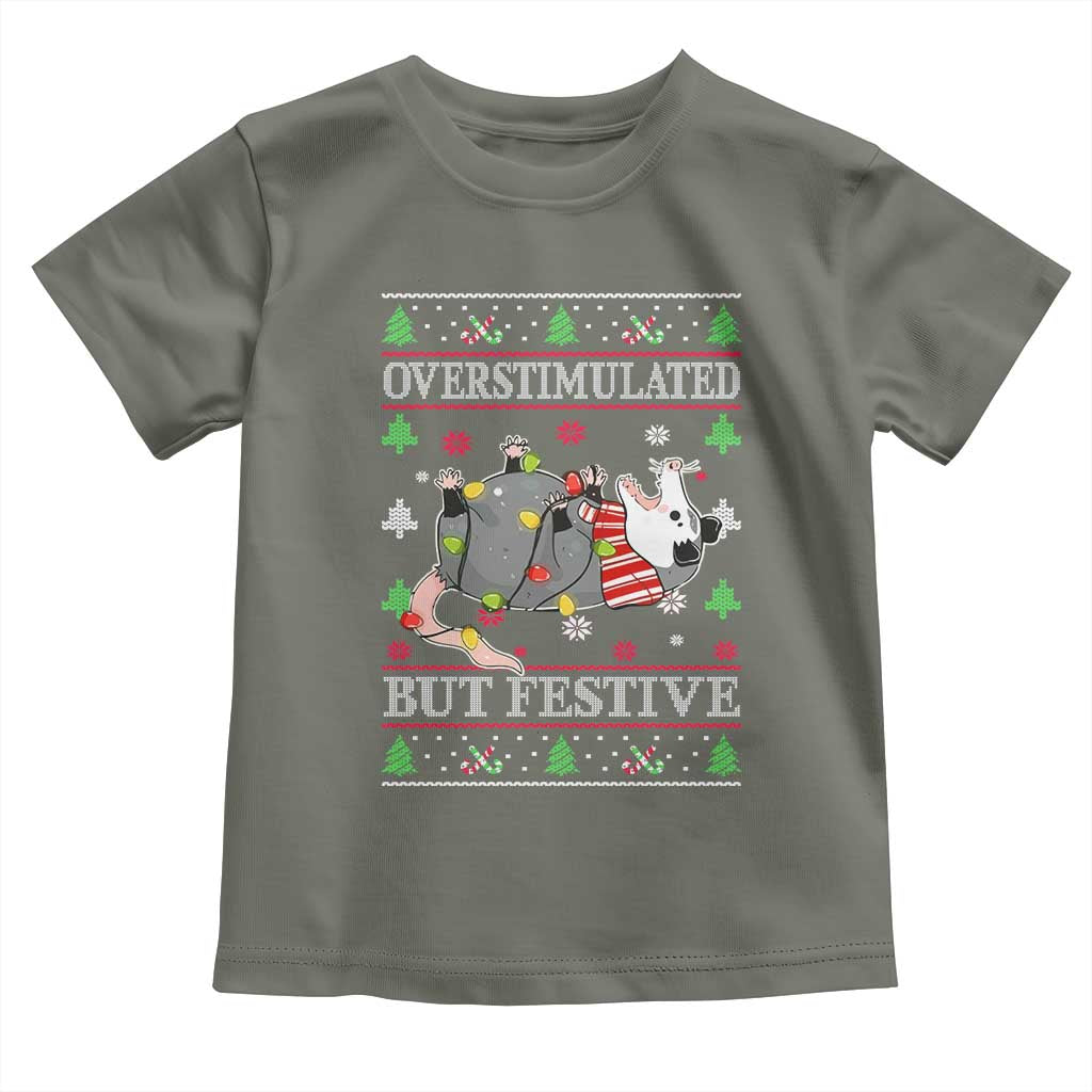 Possum Christmas Toddler T Shirt Overstimulated But Festive Ugly Christmas