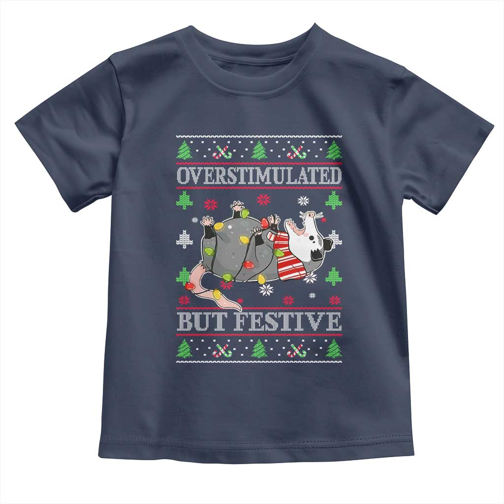 Possum Christmas Toddler T Shirt Overstimulated But Festive Ugly Christmas