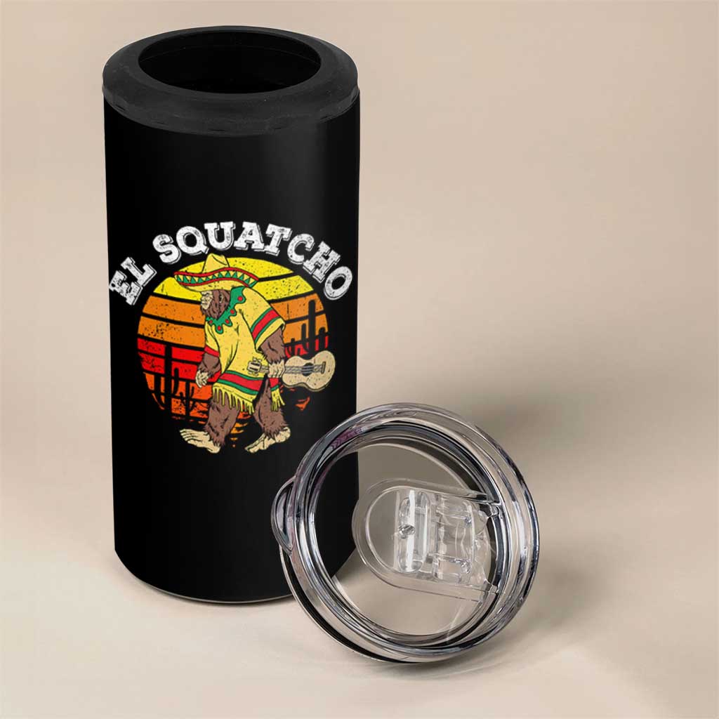 El Squatcho Bigfoot 4 in 1 Can Cooler Tumbler Mexican Sasquatch Cinco De Mayo