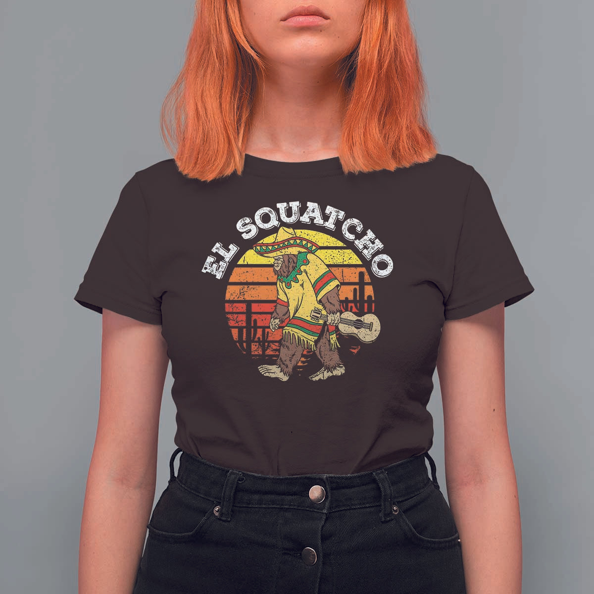El Squatcho Bigfoot T Shirt For Women Mexican Sasquatch Cinco De Mayo - Wonder Print Shop