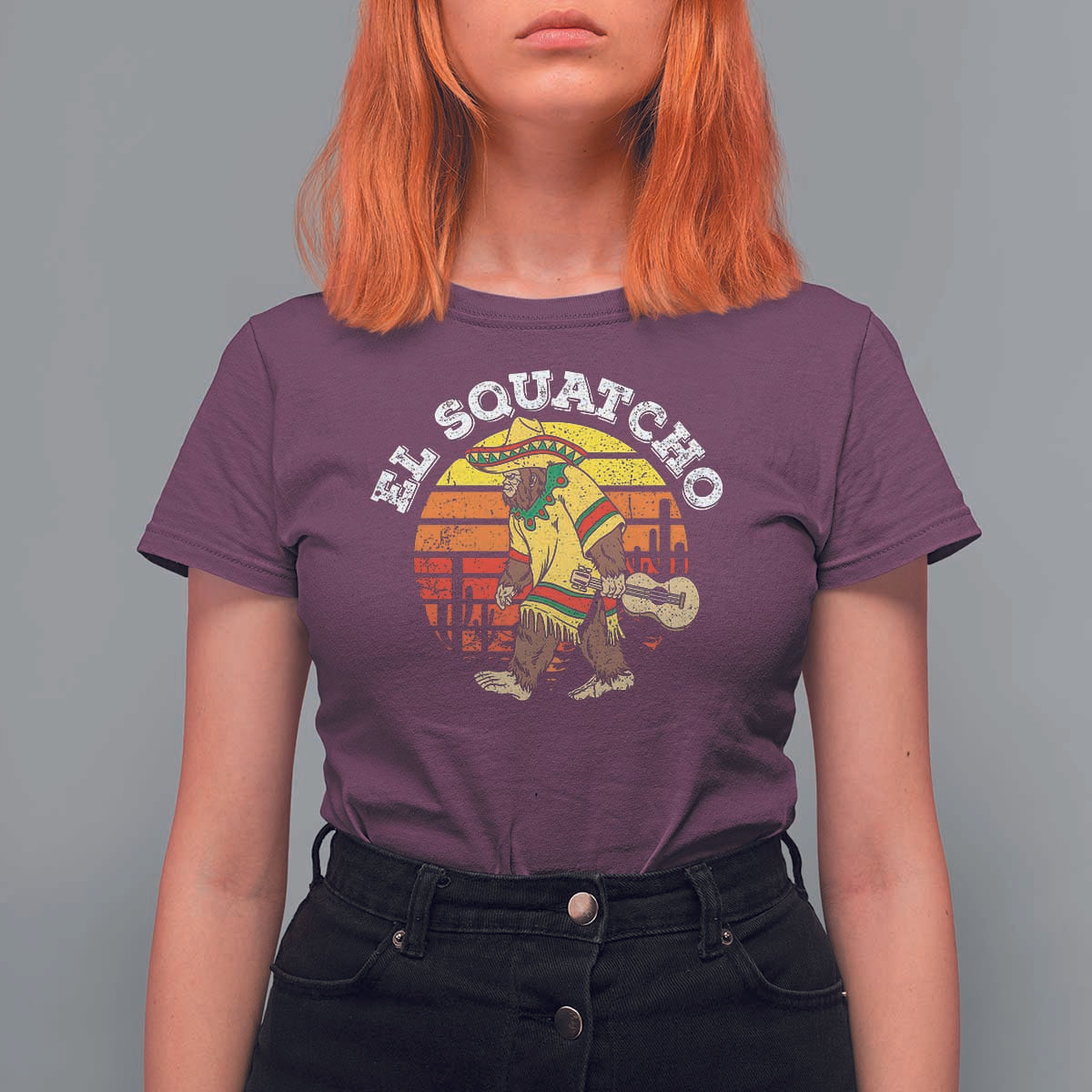 El Squatcho Bigfoot T Shirt For Women Mexican Sasquatch Cinco De Mayo - Wonder Print Shop