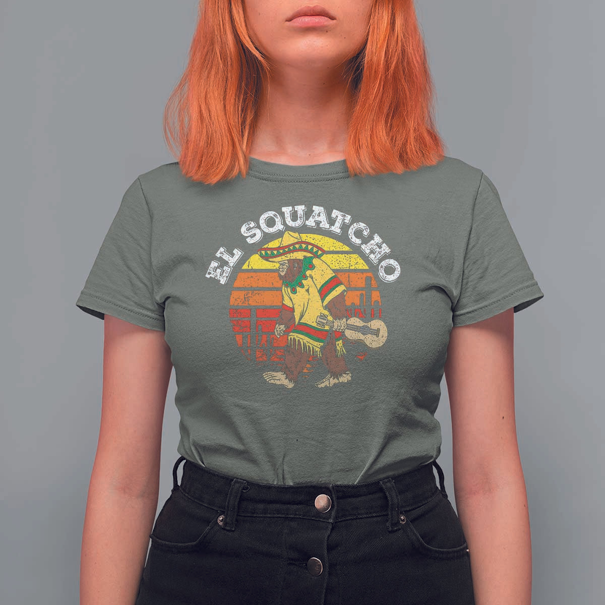 El Squatcho Bigfoot T Shirt For Women Mexican Sasquatch Cinco De Mayo - Wonder Print Shop