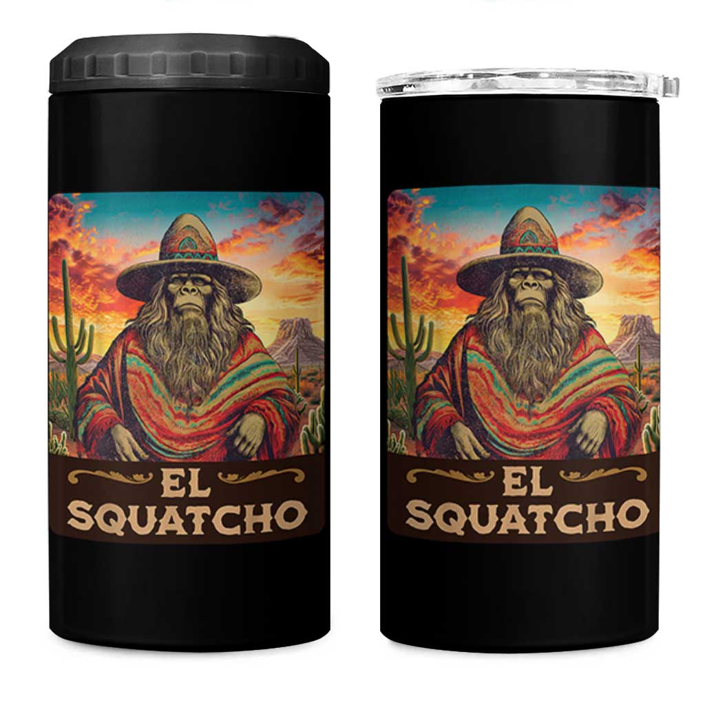 El Squatcho Bigfoot 4 in 1 Can Cooler Tumbler Mexican Sasquatch Lovers Cinco De Mayo