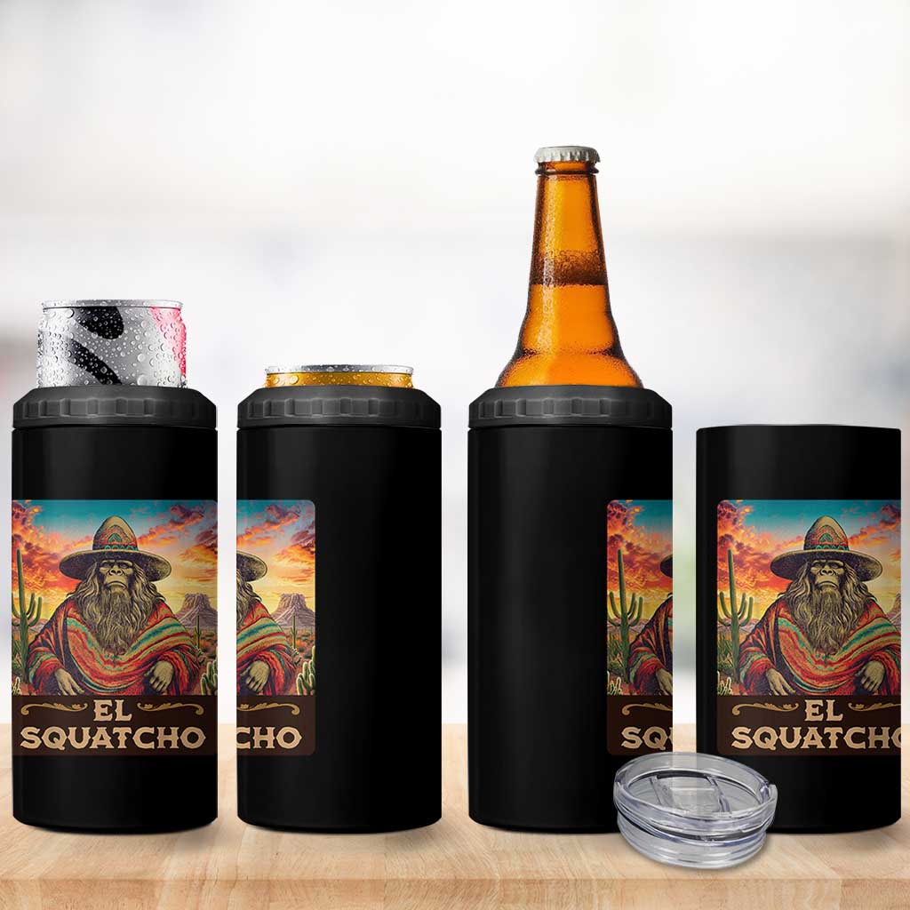 El Squatcho Bigfoot 4 in 1 Can Cooler Tumbler Mexican Sasquatch Lovers Cinco De Mayo