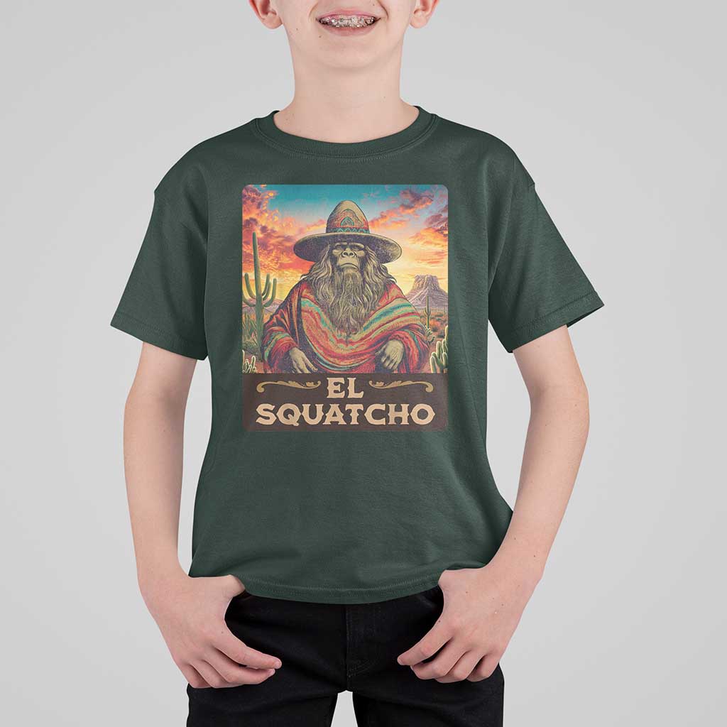 El Squatcho Bigfoot T Shirt For Kid Mexican Sasquatch Lovers Cinco De Mayo - Wonder Print Shop