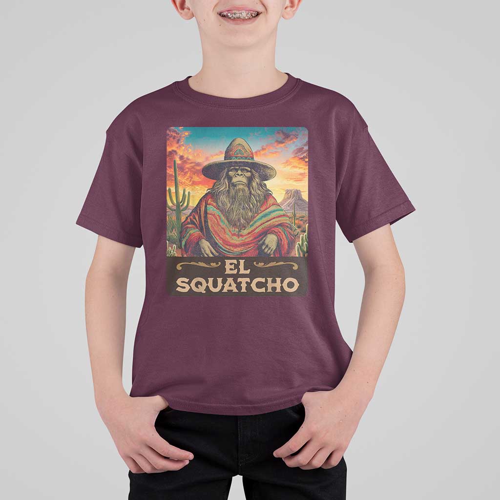 El Squatcho Bigfoot T Shirt For Kid Mexican Sasquatch Lovers Cinco De Mayo - Wonder Print Shop