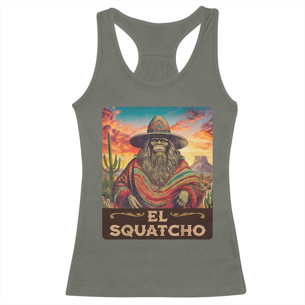 El Squatcho Bigfoot Racerback Tank Top Mexican Sasquatch Lovers Cinco De Mayo