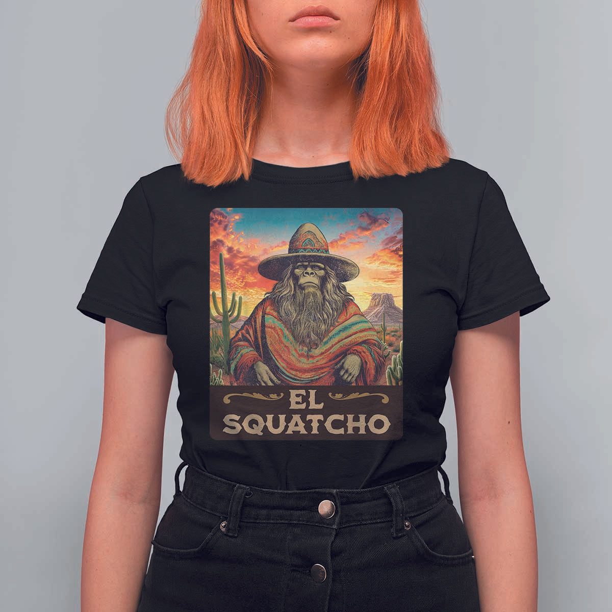 El Squatcho Bigfoot T Shirt For Women Mexican Sasquatch Lovers Cinco De Mayo - Wonder Print Shop