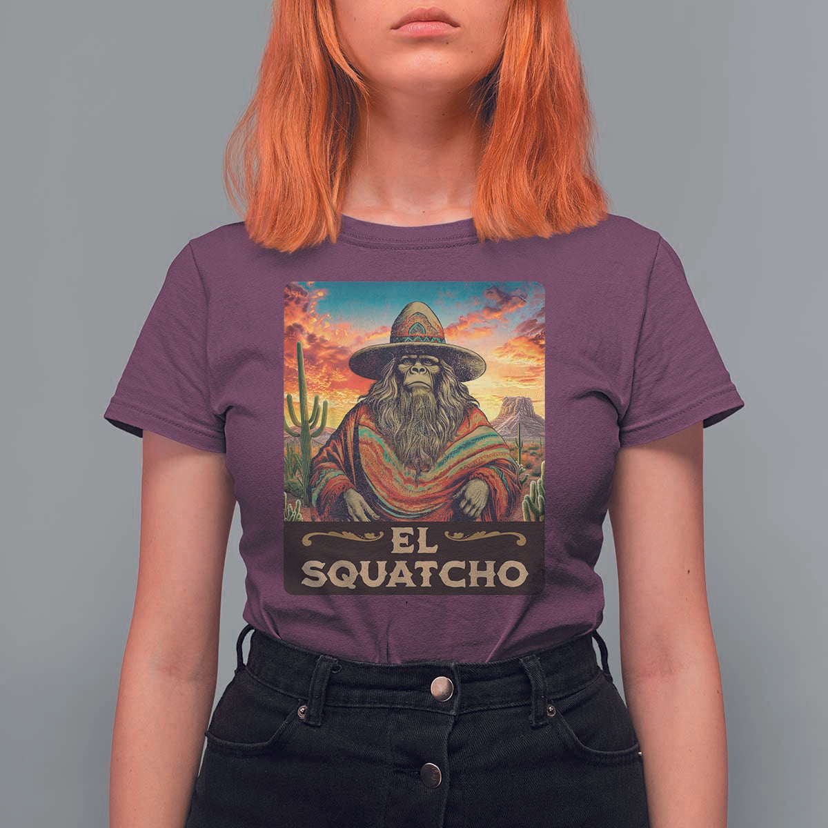 El Squatcho Bigfoot T Shirt For Women Mexican Sasquatch Lovers Cinco De Mayo - Wonder Print Shop