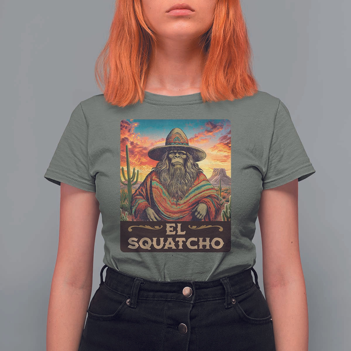 El Squatcho Bigfoot T Shirt For Women Mexican Sasquatch Lovers Cinco De Mayo - Wonder Print Shop