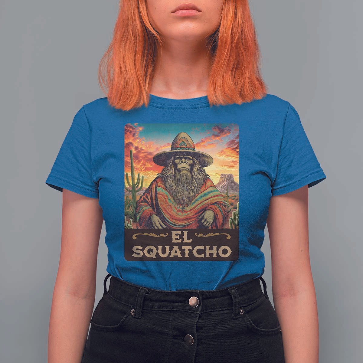 El Squatcho Bigfoot T Shirt For Women Mexican Sasquatch Lovers Cinco De Mayo - Wonder Print Shop