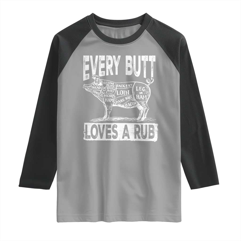 BBQ Raglan Shirt Pork Butt Rub Dad Grill Gift