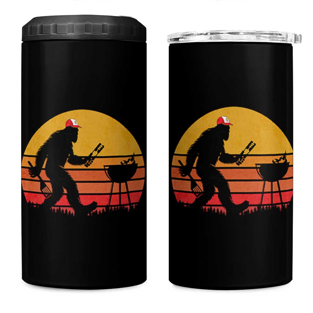 Bigfoot BBQ 4 in 1 Can Cooler Tumbler Funny Barbecue Sasquatch Lovers Dad Grill Gift