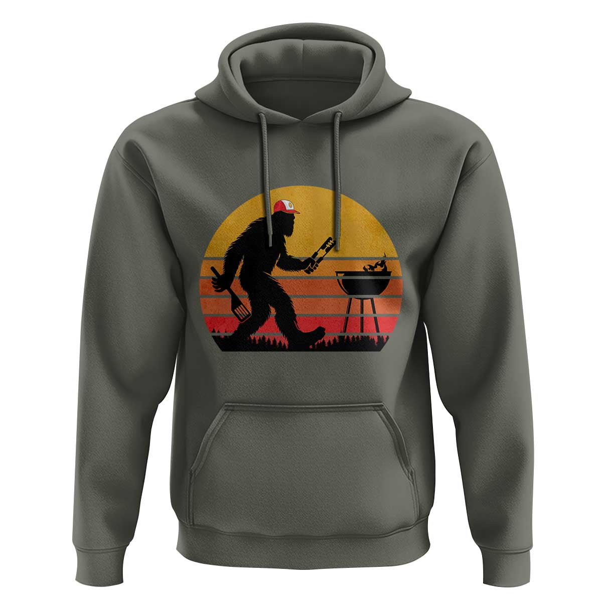 Bigfoot BBQ Hoodie Funny Barbecue Sasquatch Lovers Dad Grill Gift