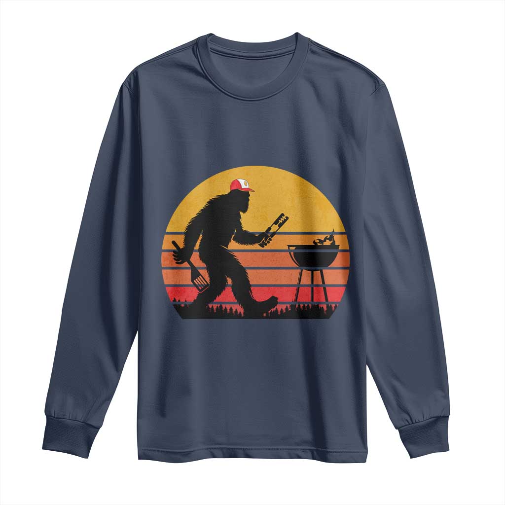 Bigfoot BBQ Long Sleeve Shirt Funny Barbecue Sasquatch Lovers Dad Grill Gift