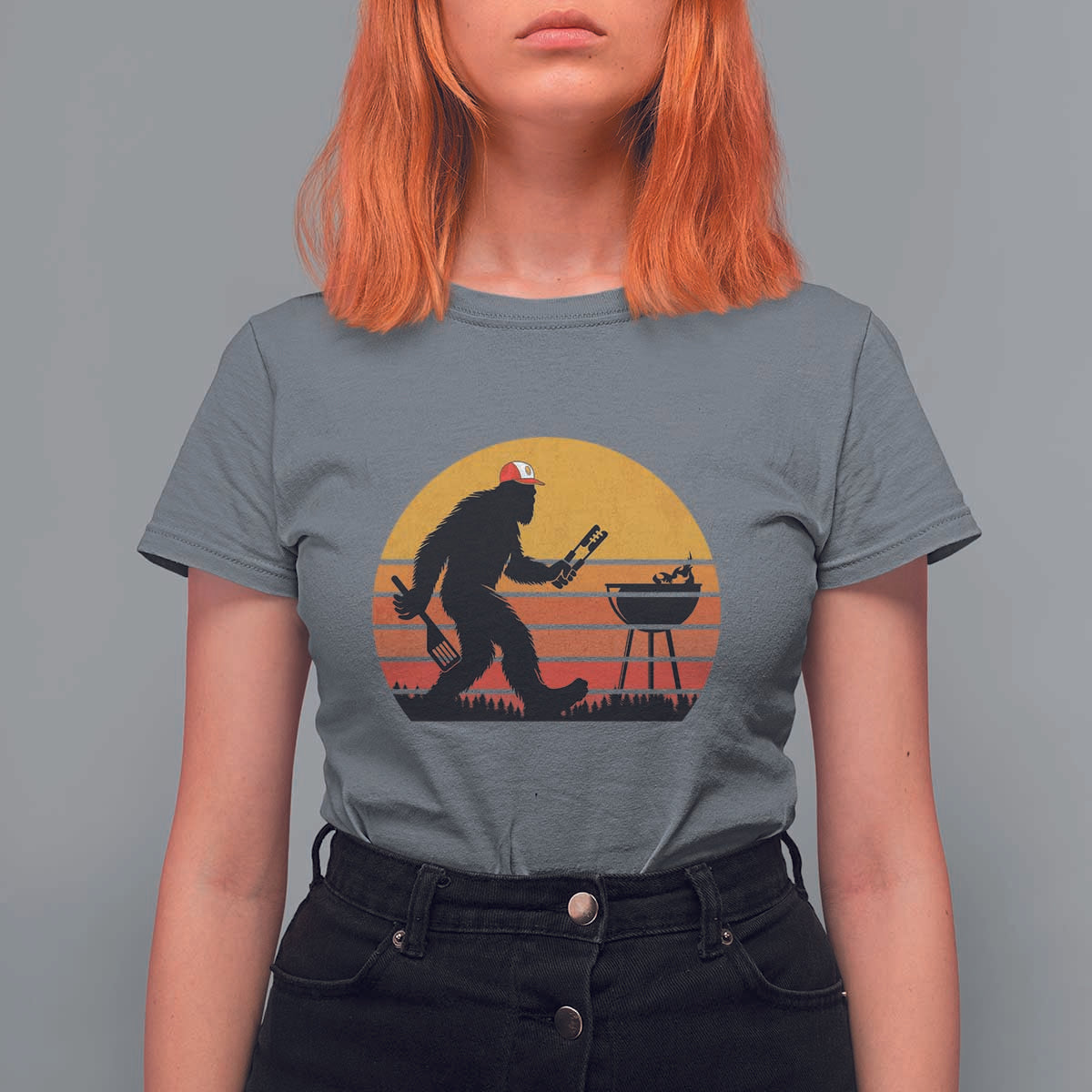 Bigfoot BBQ T Shirt For Women Funny Barbecue Sasquatch Lovers Dad Grill Gift - Wonder Print Shop