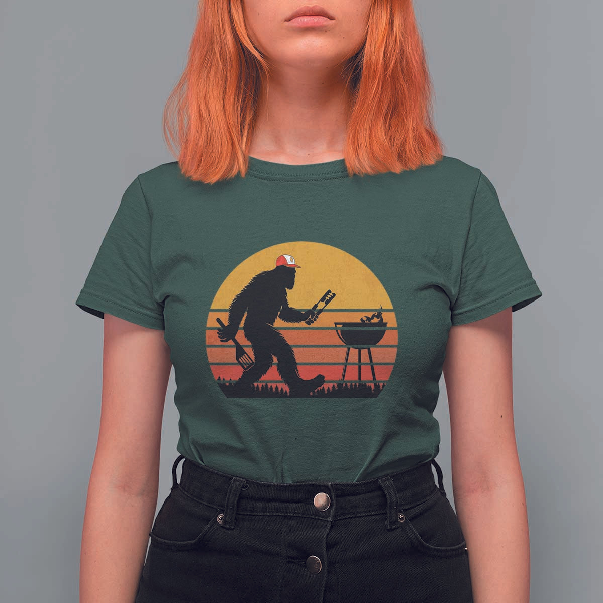 Bigfoot BBQ T Shirt For Women Funny Barbecue Sasquatch Lovers Dad Grill Gift - Wonder Print Shop