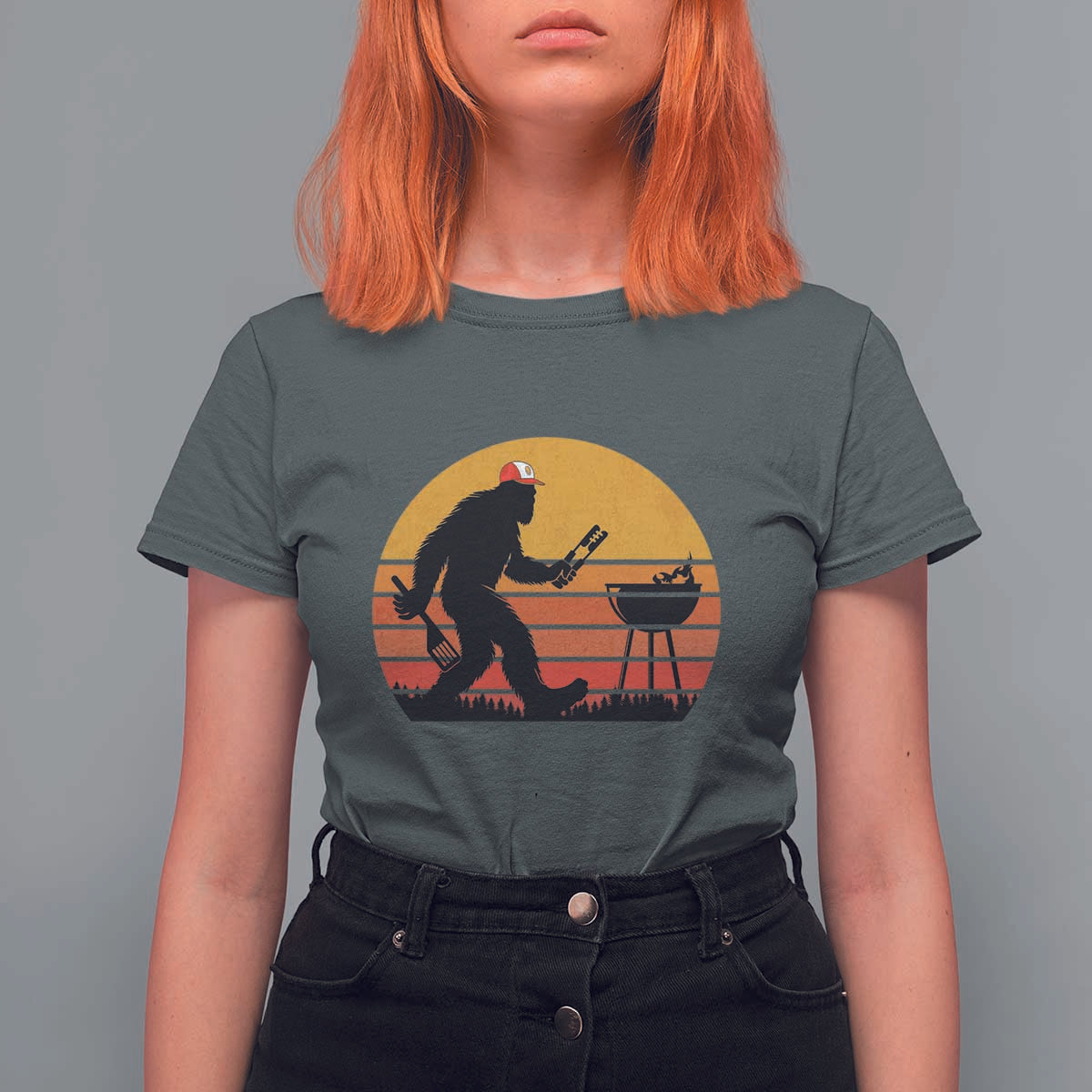 Bigfoot BBQ T Shirt For Women Funny Barbecue Sasquatch Lovers Dad Grill Gift - Wonder Print Shop