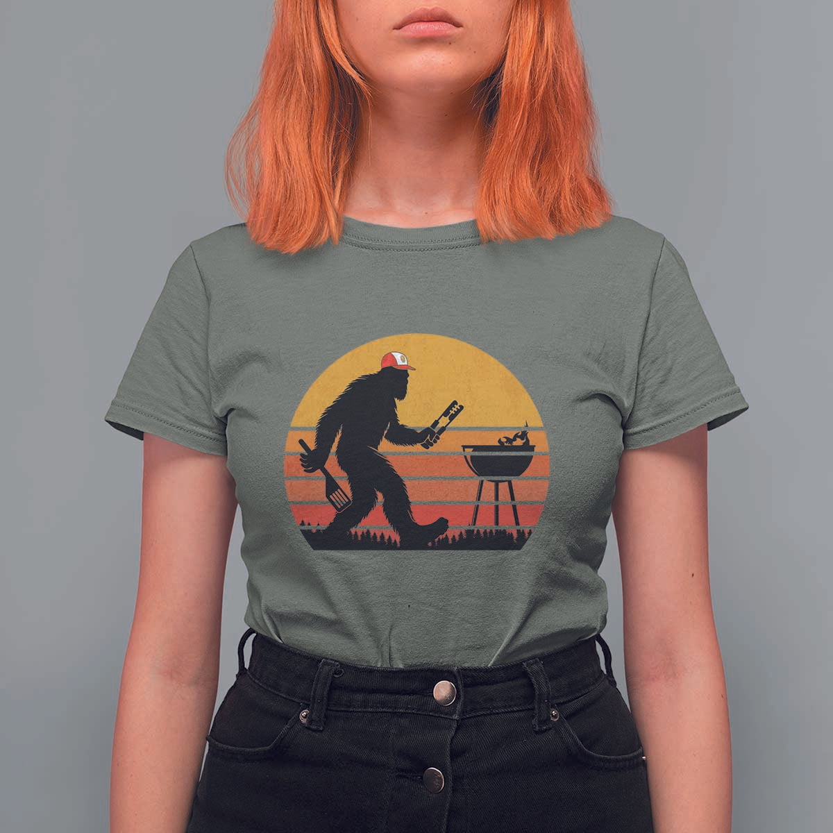 Bigfoot BBQ T Shirt For Women Funny Barbecue Sasquatch Lovers Dad Grill Gift - Wonder Print Shop