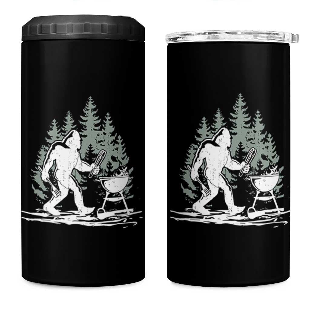 Bigfoot BBQ 4 in 1 Can Cooler Tumbler Funny Sasquatch Barbecue Dad Grill Gift
