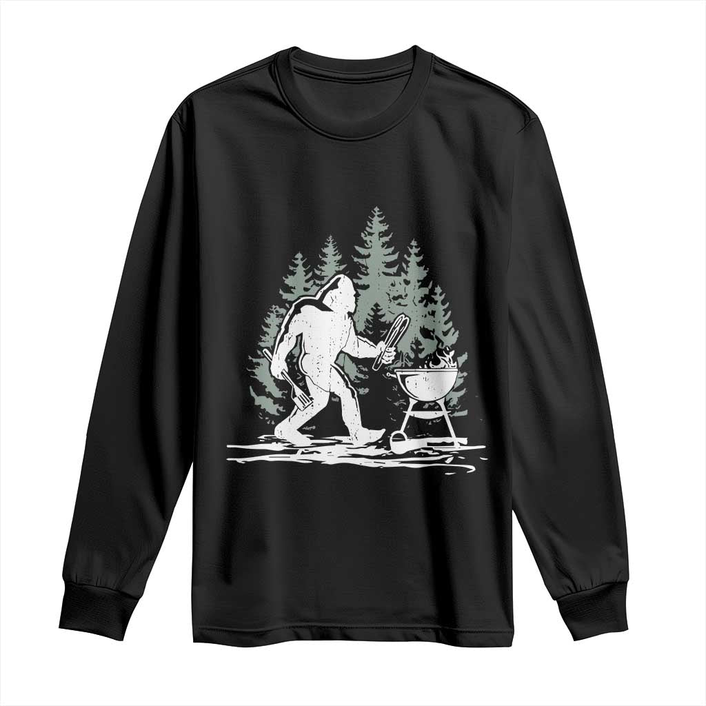 Bigfoot BBQ Long Sleeve Shirt Funny Sasquatch Barbecue Dad Grill Gift