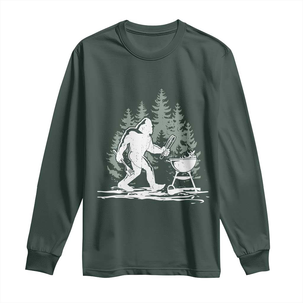 Bigfoot BBQ Long Sleeve Shirt Funny Sasquatch Barbecue Dad Grill Gift