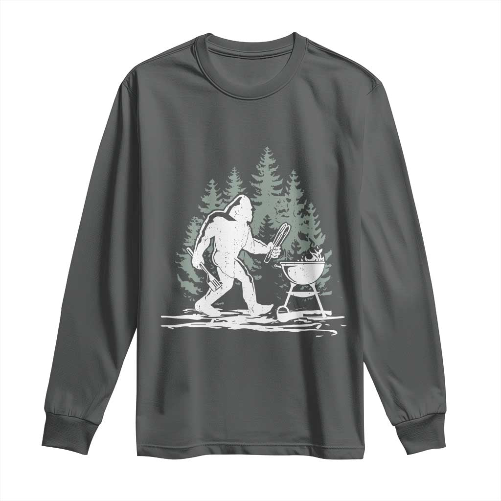 Bigfoot BBQ Long Sleeve Shirt Funny Sasquatch Barbecue Dad Grill Gift