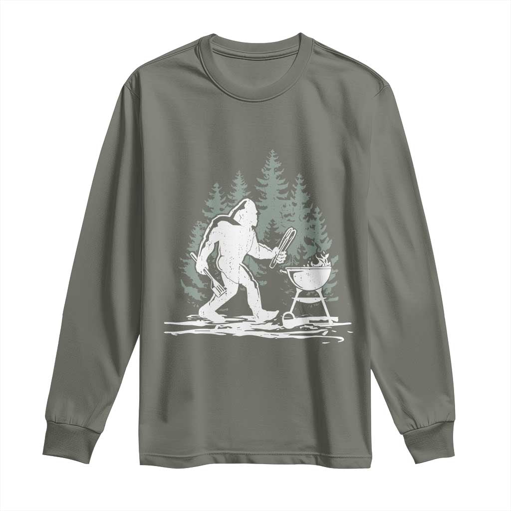 Bigfoot BBQ Long Sleeve Shirt Funny Sasquatch Barbecue Dad Grill Gift