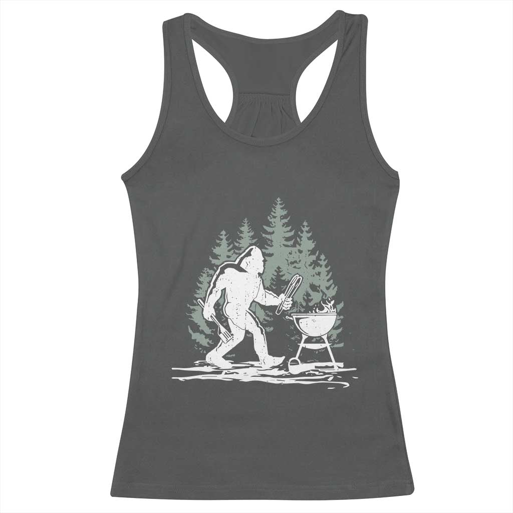 Bigfoot BBQ Racerback Tank Top Funny Sasquatch Barbecue Dad Grill Gift
