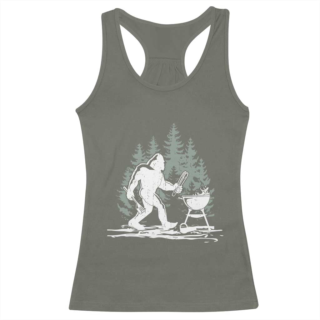 Bigfoot BBQ Racerback Tank Top Funny Sasquatch Barbecue Dad Grill Gift