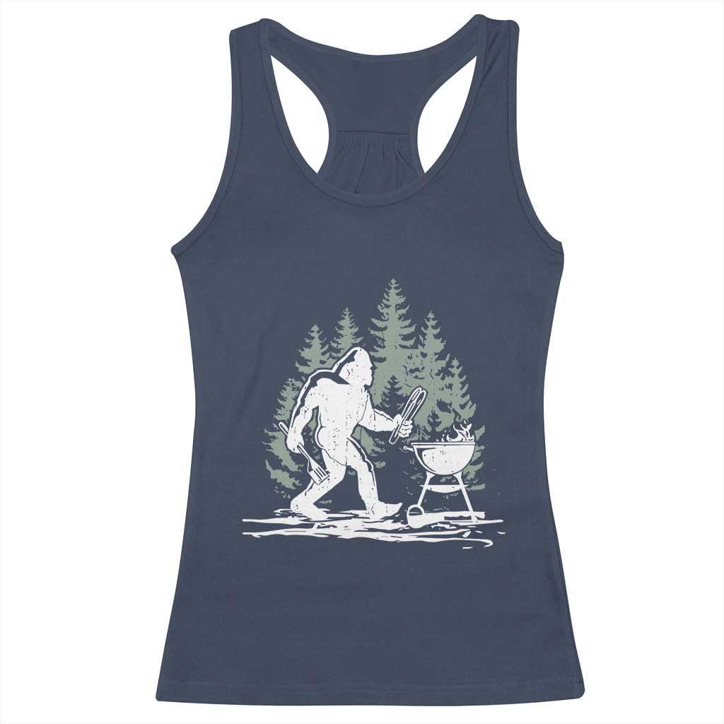 Bigfoot BBQ Racerback Tank Top Funny Sasquatch Barbecue Dad Grill Gift