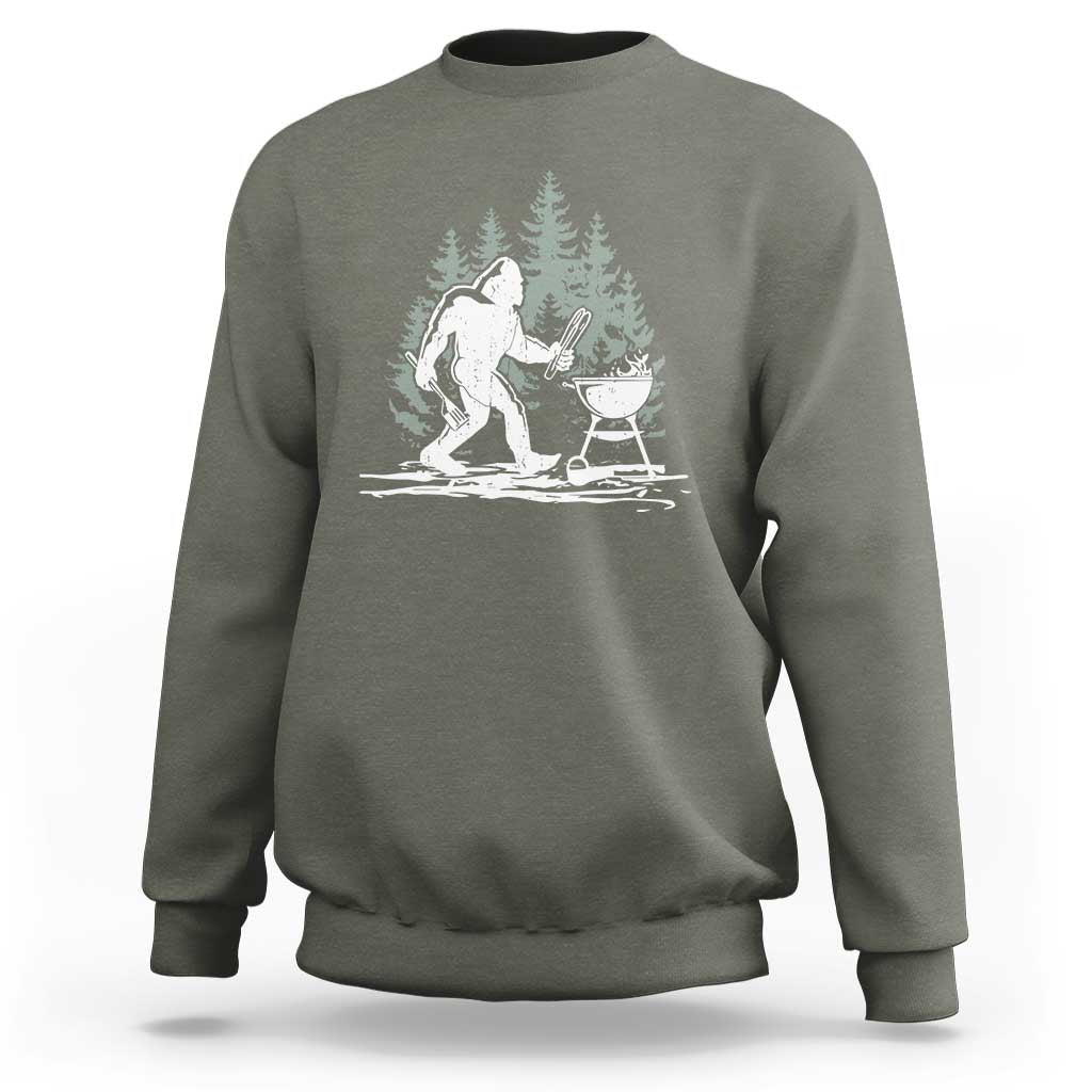 Bigfoot BBQ Sweatshirt Funny Sasquatch Barbecue Dad Grill Gift - Wonder Print Shop