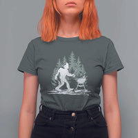 Bigfoot BBQ T Shirt For Women Funny Sasquatch Barbecue Dad Grill Gift - Wonder Print Shop