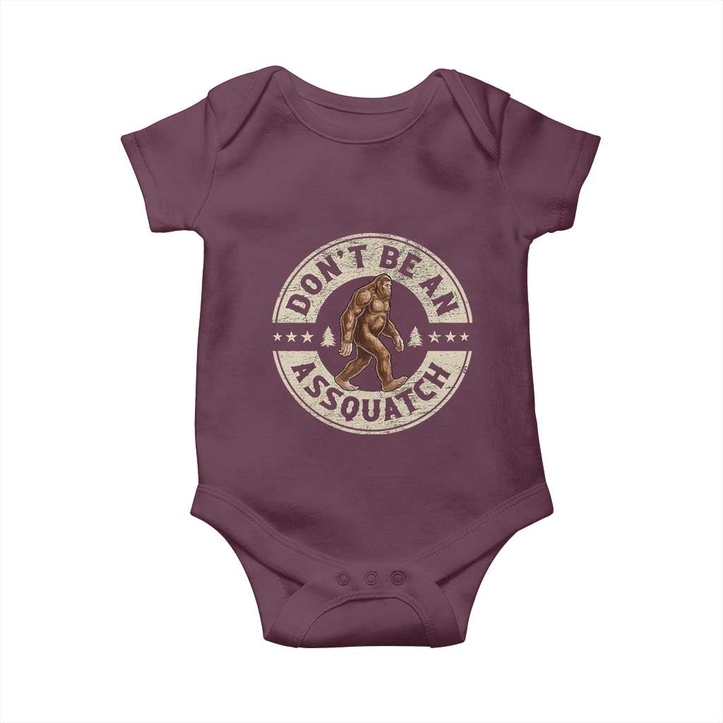 Funny Bigfoot Baby Onesie Don't Be An Assquatch Retro Outdoor - Wonder Print Shop