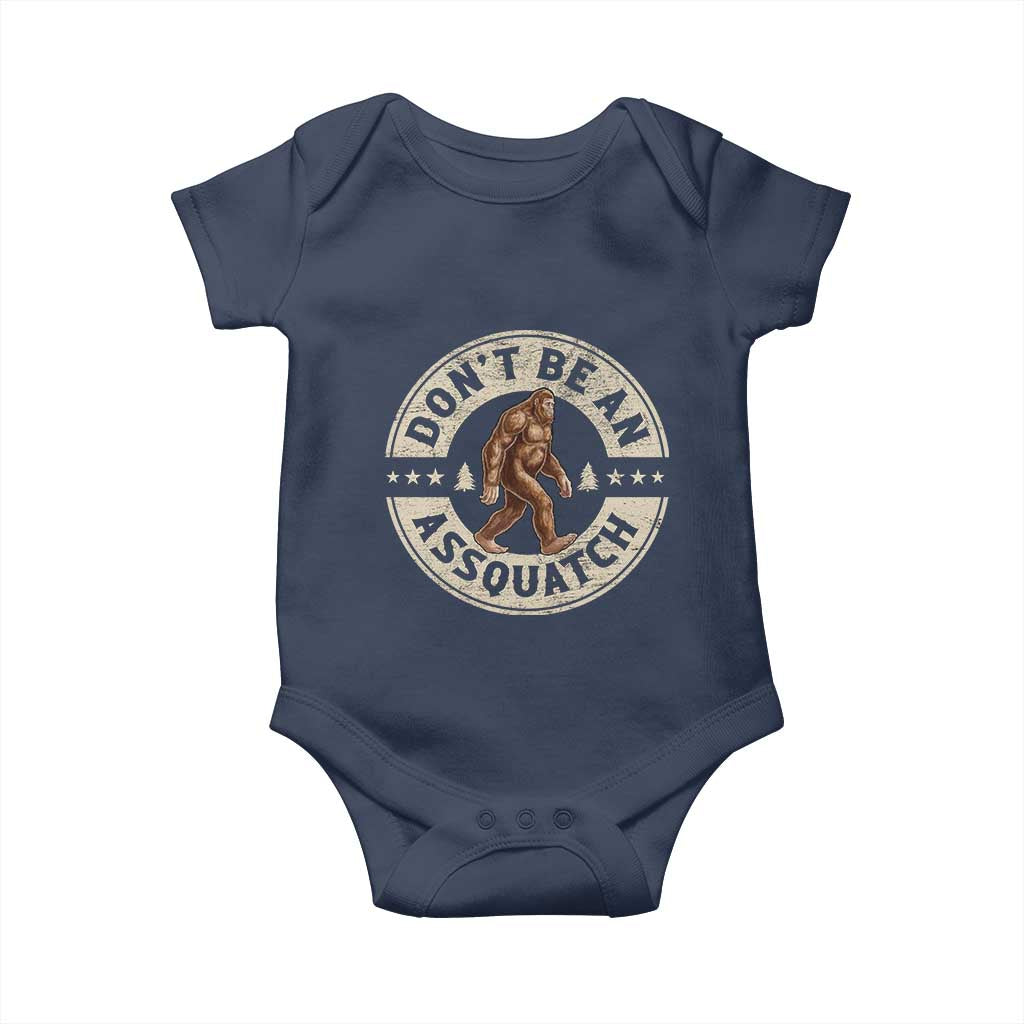 Funny Bigfoot Baby Onesie Don't Be An Assquatch Retro Outdoor - Wonder Print Shop