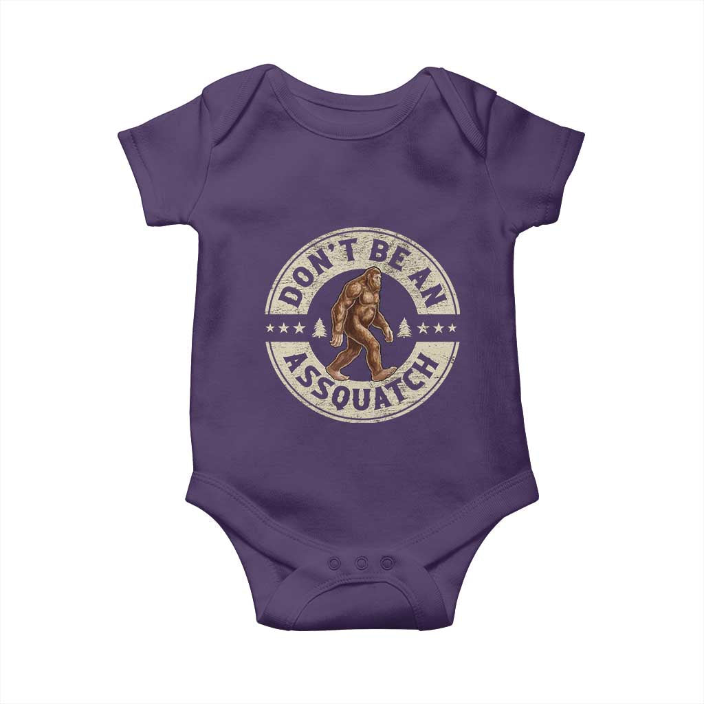 Funny Bigfoot Baby Onesie Don't Be An Assquatch Retro Outdoor - Wonder Print Shop