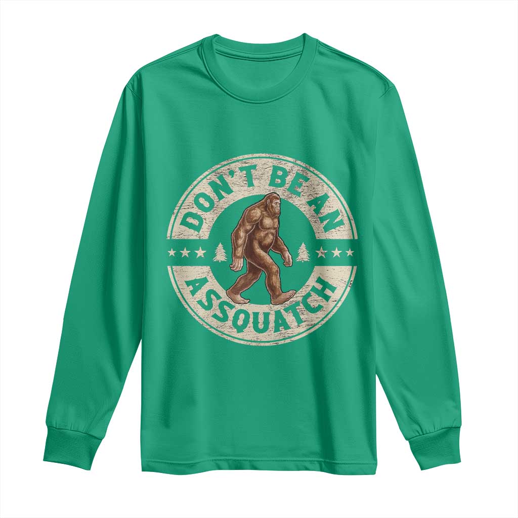 Funny Bigfoot Long Sleeve Shirt Don't Be An Assquatch Retro Outdoor - Wonder Print Shop
