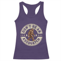 Funny Bigfoot Racerback Tank Top Don't Be An Assquatch Retro Outdoor - Wonder Print Shop