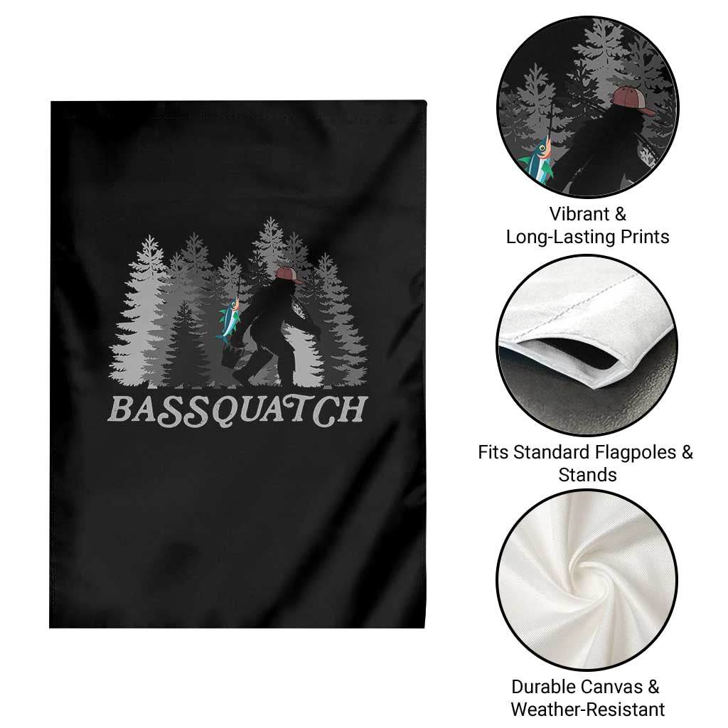 Funny Bigfoot Fishing Garden Flag Bassquatch Sasquatch In The Forest Yeti - Wonder Print Shop