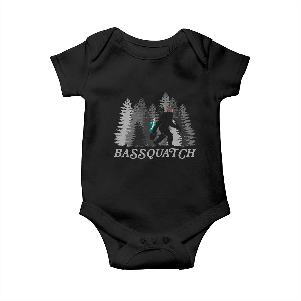Funny Bigfoot Fishing Baby Onesie Bassquatch Sasquatch In The Forest Yeti - Wonder Print Shop