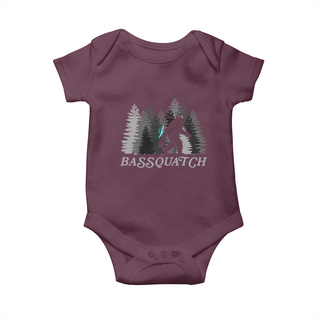 Funny Bigfoot Fishing Baby Onesie Bassquatch Sasquatch In The Forest Yeti - Wonder Print Shop