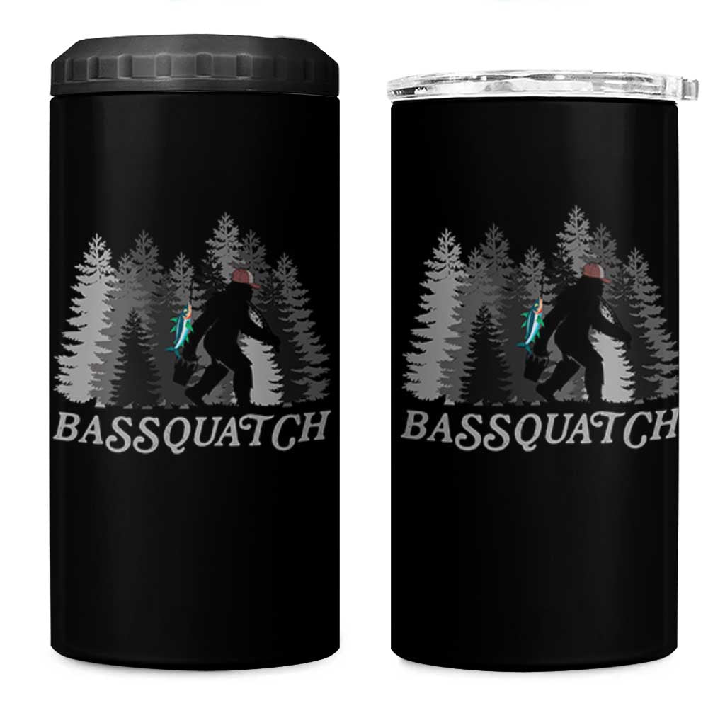 Funny Bigfoot Fishing 4 in 1 Can Cooler Tumbler Bassquatch Sasquatch In The Forest Yeti - Wonder Print Shop