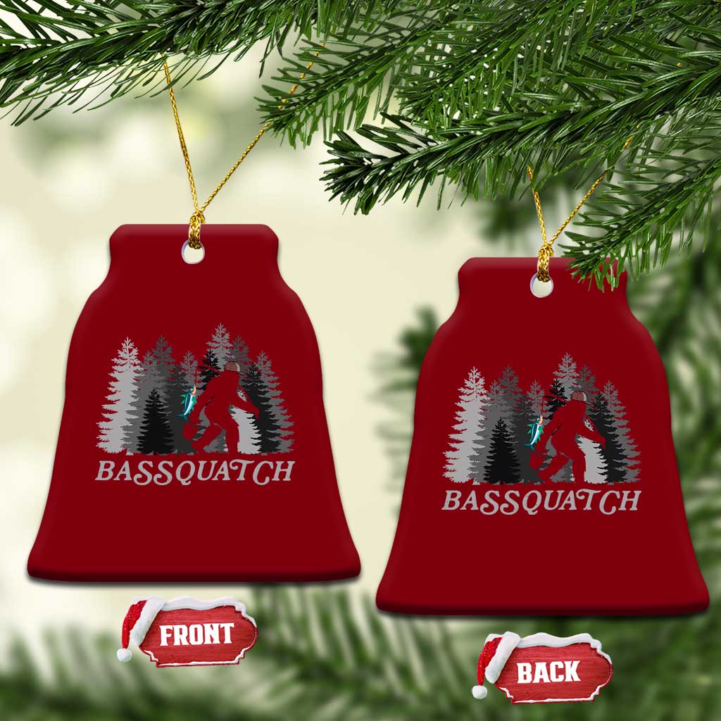 Funny Bigfoot Fishing Ceramic Ornament Bassquatch Sasquatch In The Forest Yeti - Wonder Print Shop
