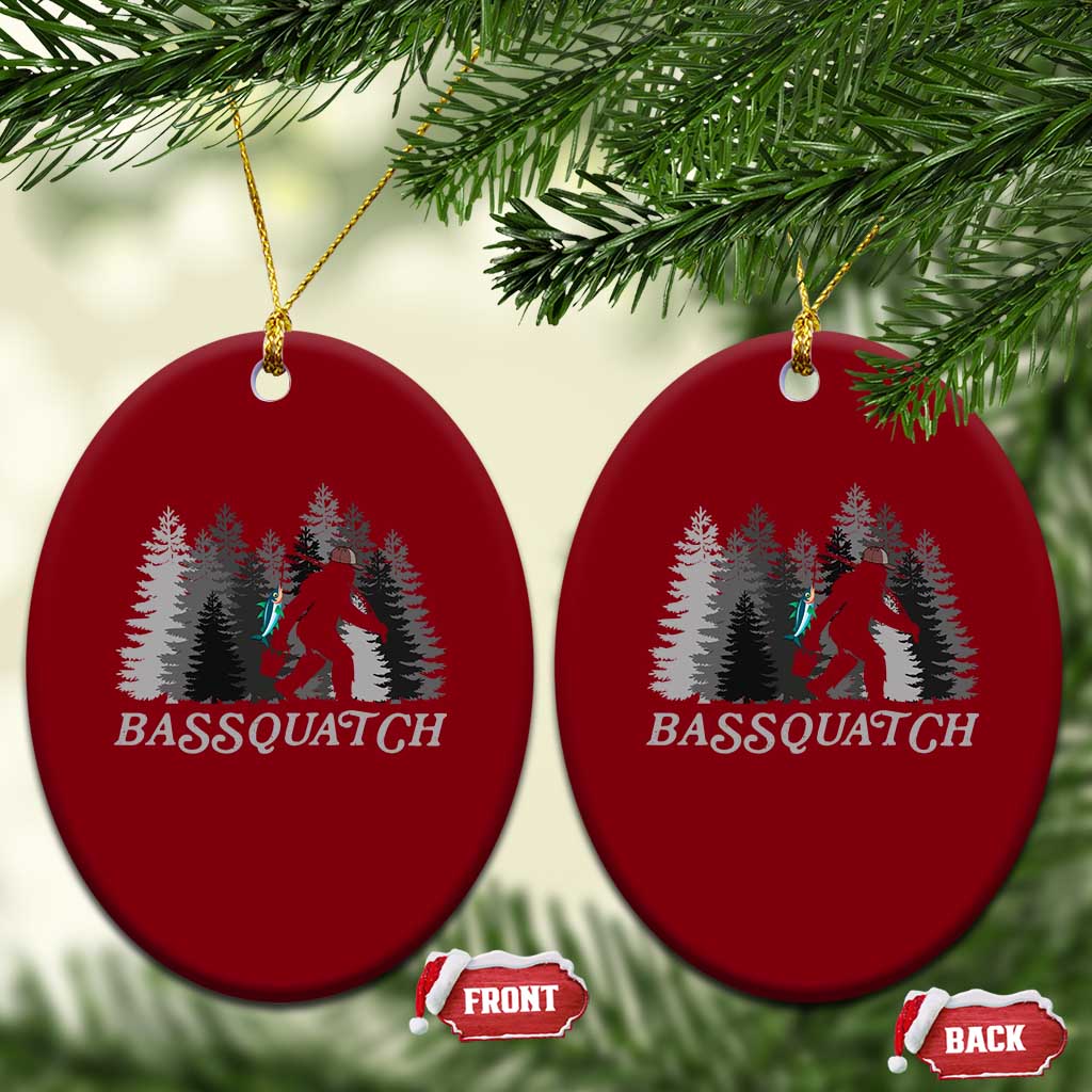 Funny Bigfoot Fishing Ceramic Ornament Bassquatch Sasquatch In The Forest Yeti - Wonder Print Shop