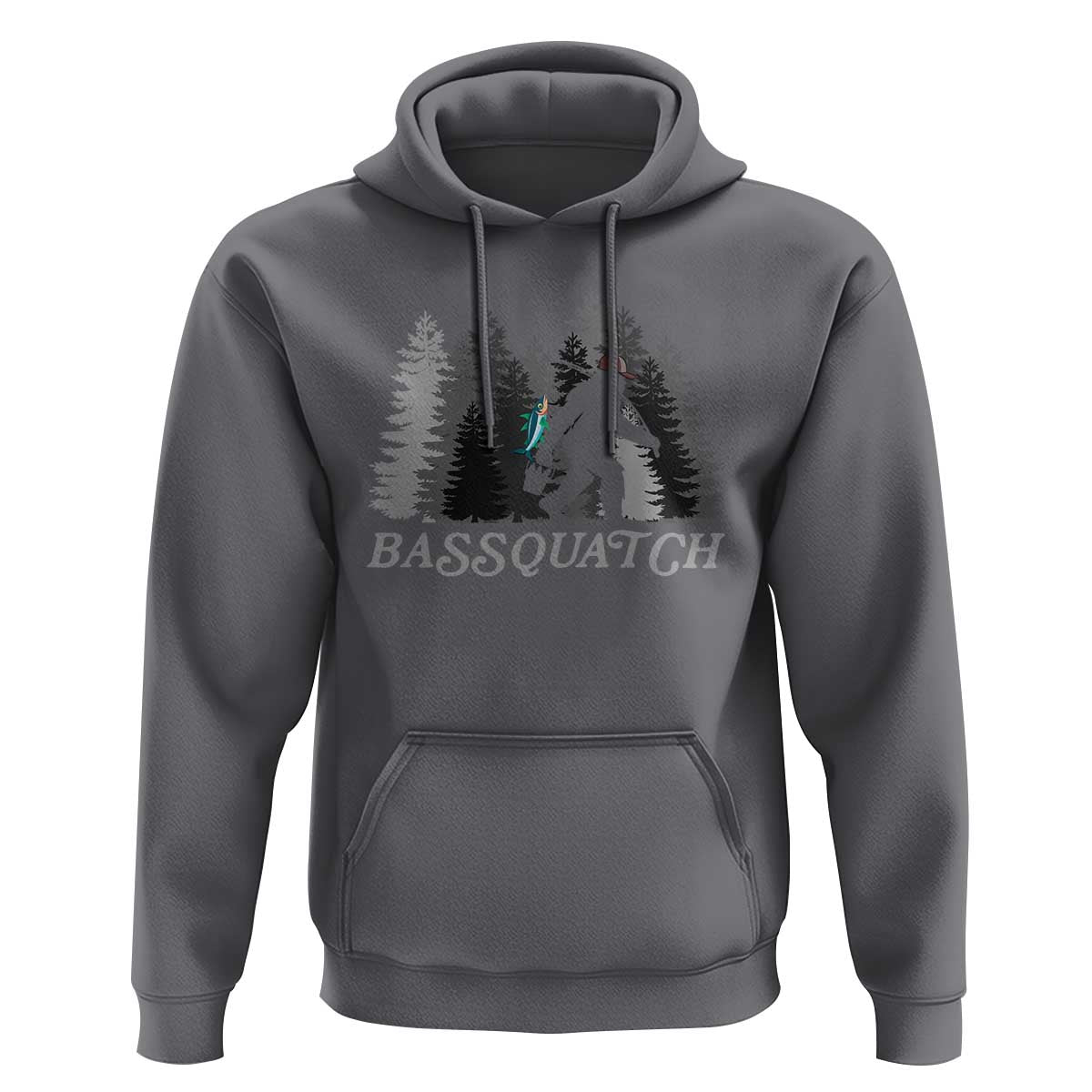 Funny Bigfoot Fishing Hoodie Bassquatch Sasquatch In The Forest Yeti - Wonder Print Shop